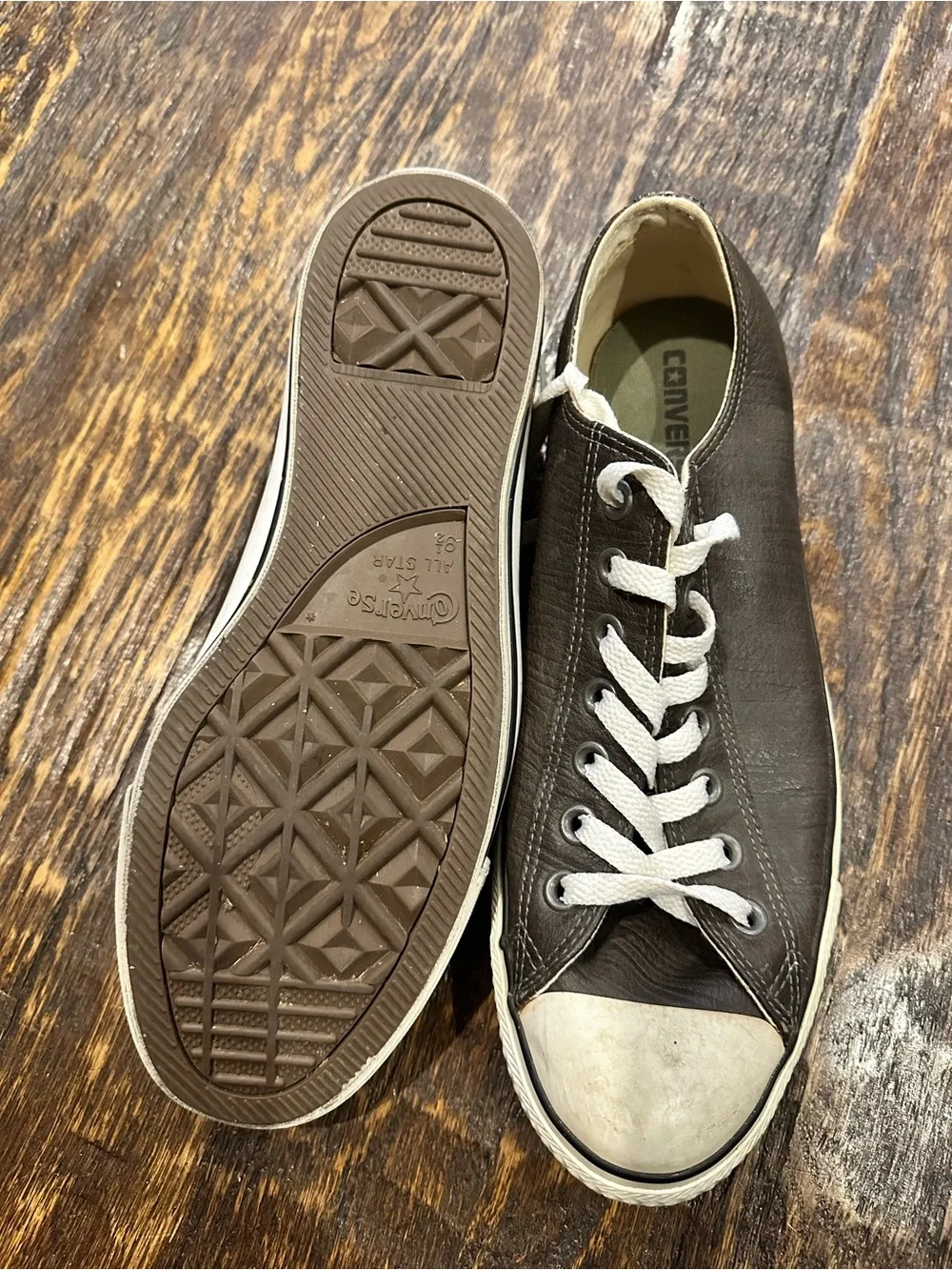 Converse Chuck Taylor Men’s Low-Top Leather Sneakers in Dark Brown - Picture 5 of 10